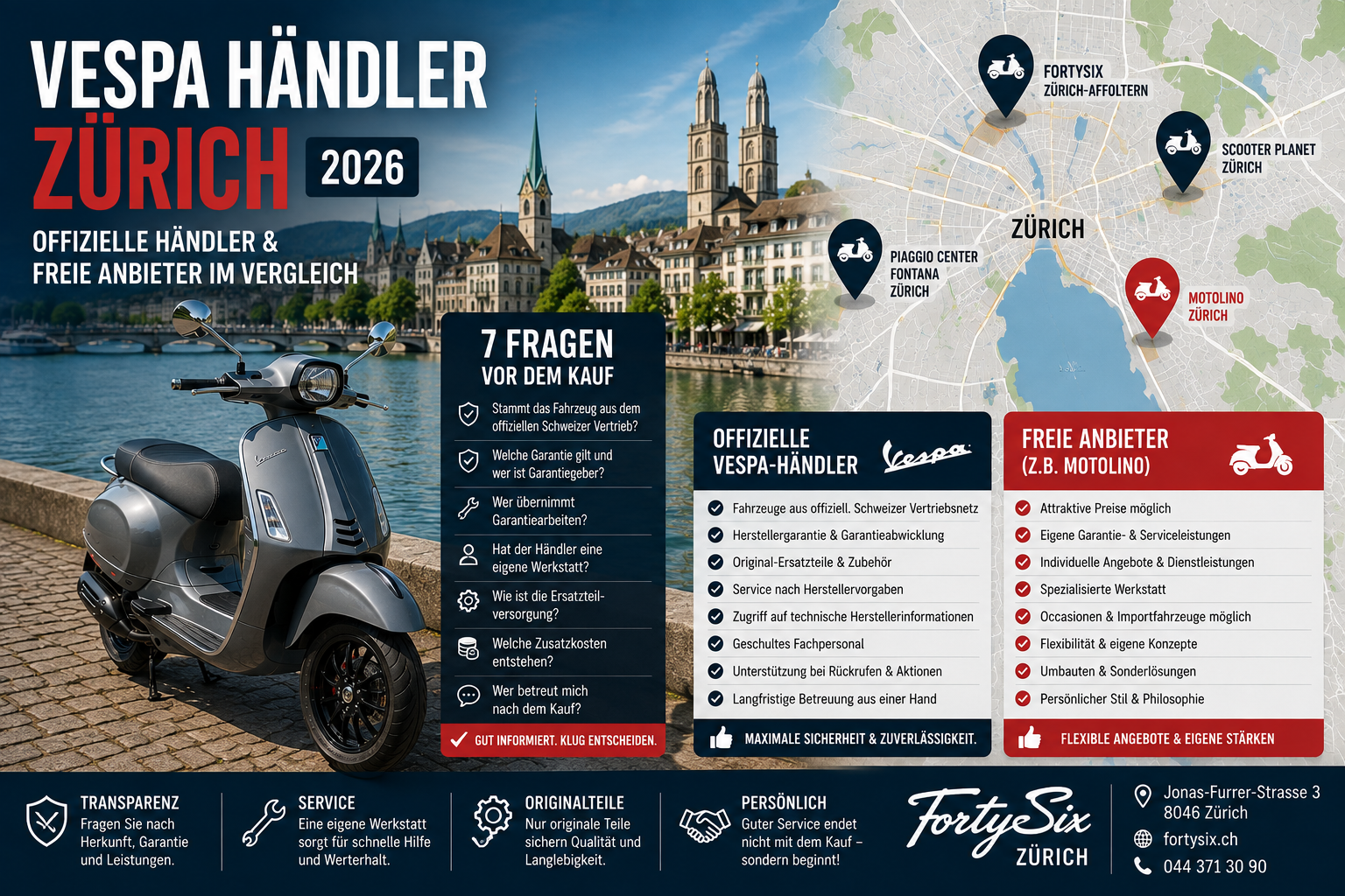 Vespa Händler Zürich 2026: Offizielle Händler & freie Anbieter