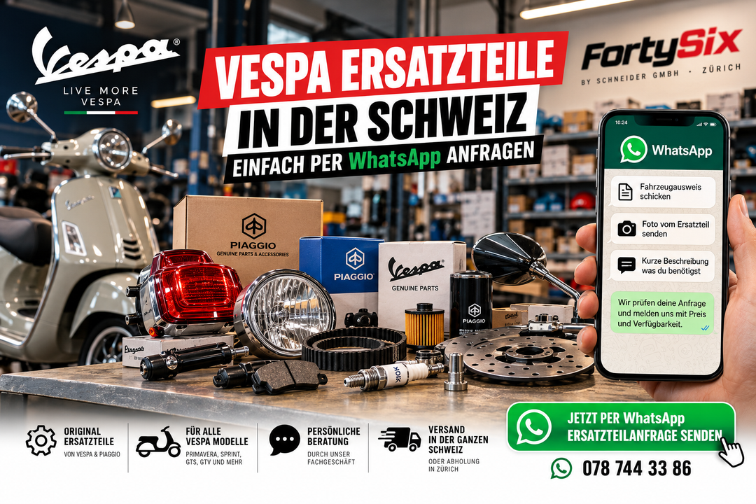 Vespa Ersatzteile in der Schweiz bestellen – Einfach per WhatsApp bei FortySix Zürich anfragen